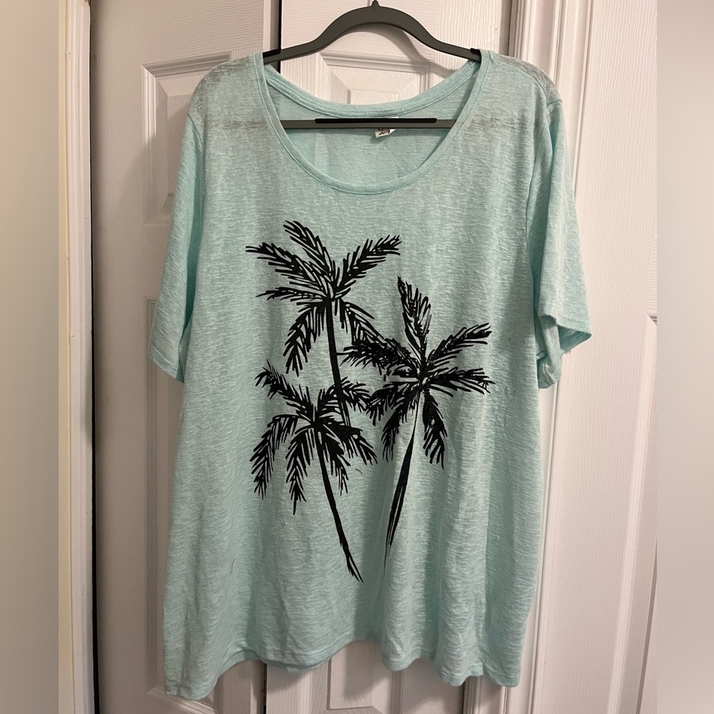 T-Shirt with Palm Tree Design & Sparkles